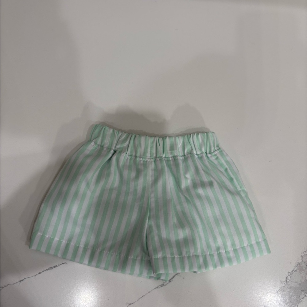 The Beaufort Bonnet Company Green and White Striped Kids Shorts